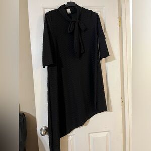 Waffle knit asymmetrical blouse